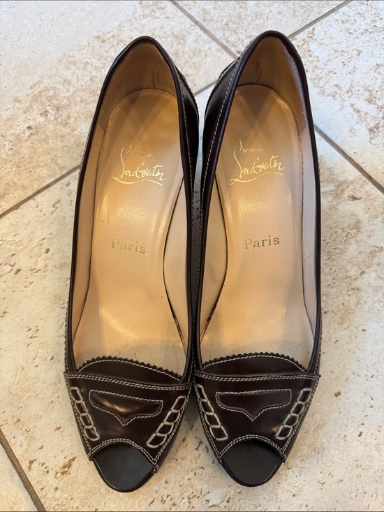 Christian Louboutin Shoes - Christian Louboutin Brown Peep-Toe Pumps